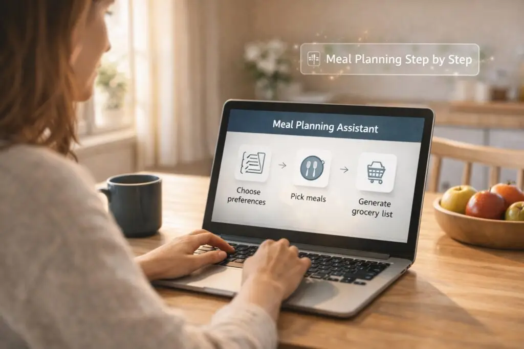Using AI for meal planning step by step with simple weekly meal suggestions