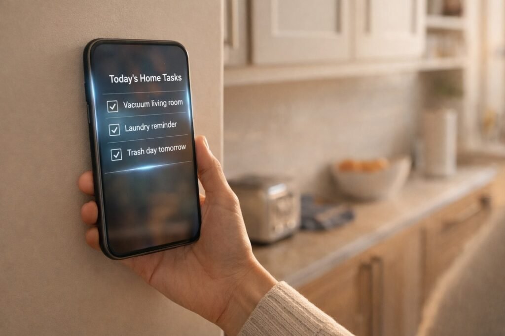 AI managing household cleaning routines and chore schedules