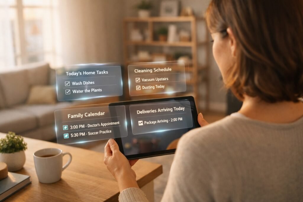 AI for home management helping organize chores, reminders, and daily household tasks