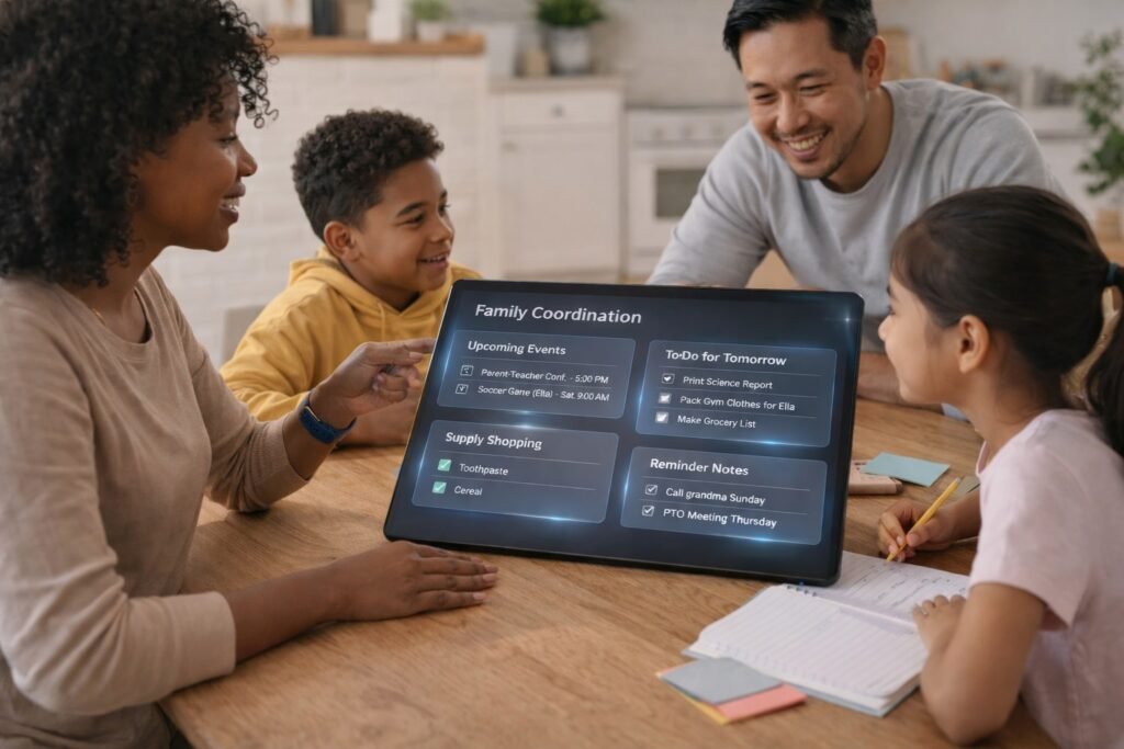 AI coordinating family schedules and shared household responsibilities