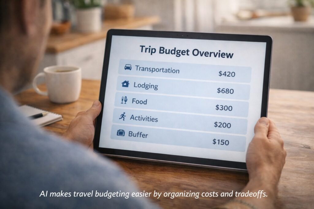 AI helping plan and track a realistic travel budget
