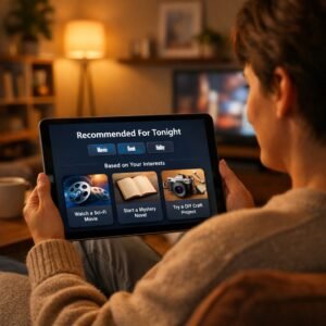 AI-powered entertainment recommendations for movies, books, and hobbies at home