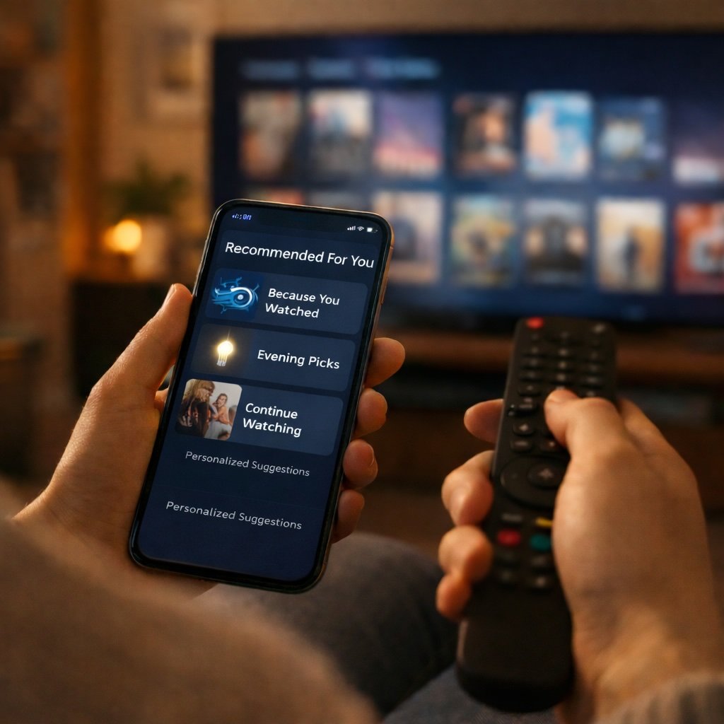 AI recommending movies and TV shows on a streaming platform